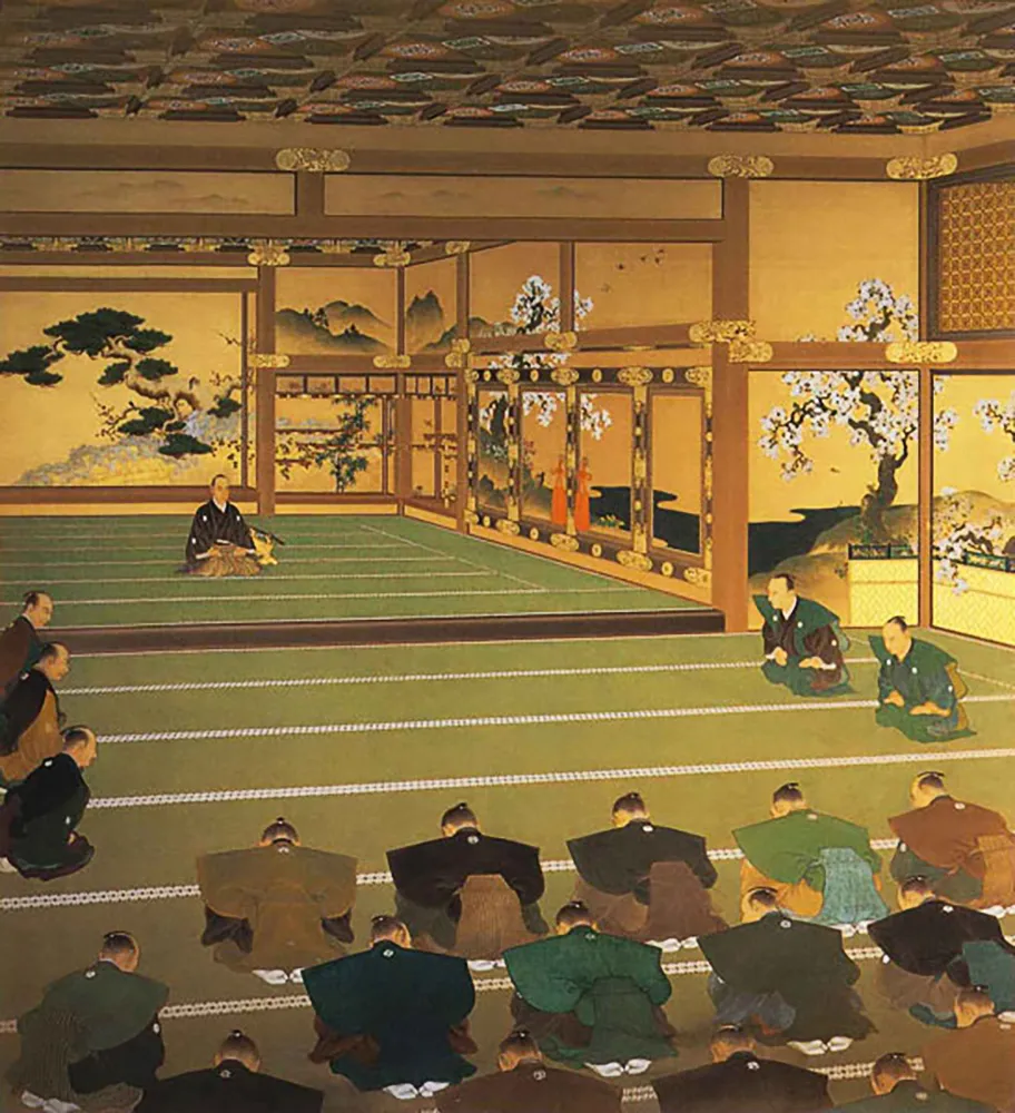 邨田丹陵『大政奉還』(聖徳記念絵画館壁画、慶応 3 年 10 月 14 日二条城の場面)