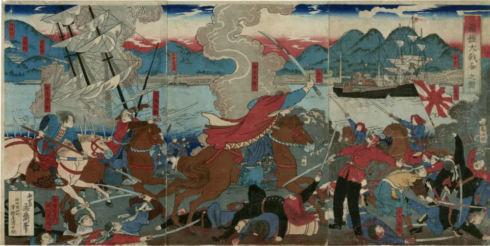 Battle of Hakodate Nishiki-e by Nagashima Mosai