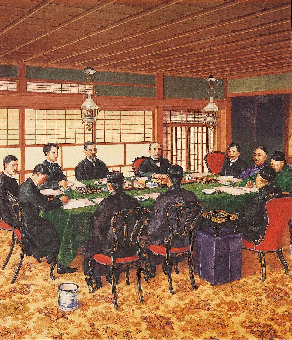 Peace Conference at Shimonoseki by Nagatochi Hideta (Meiji Memorial Picture Gallery)